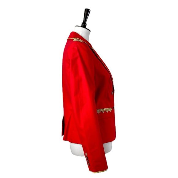 Tommy Hilfiger Blazer Military Style 2 Button Red Gold Braiding Women’s Size 6 - Picture 3 of 16